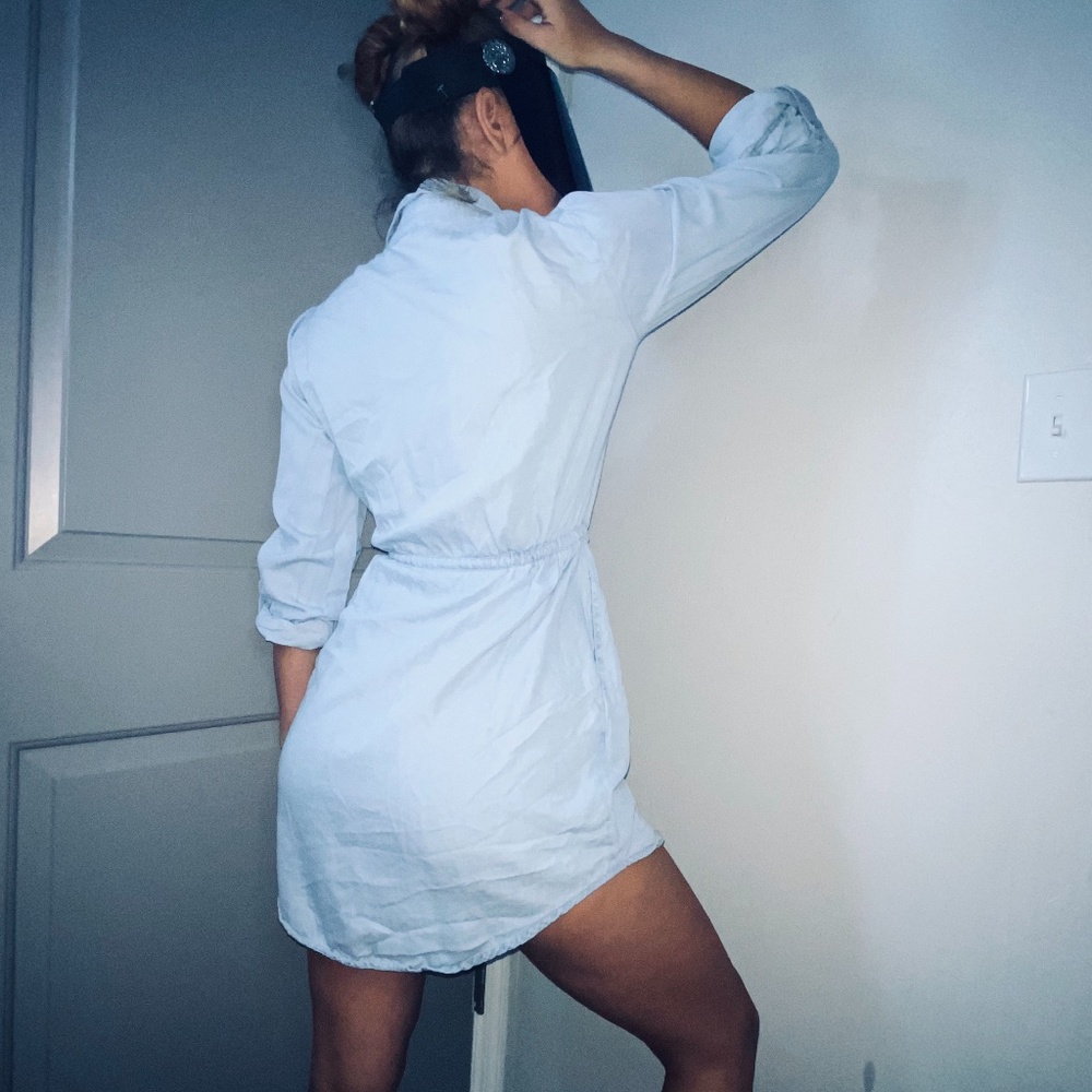 DENIM SHIRT DRESS - (LIGHT BLUE DENIM) LIGHT&COMFY